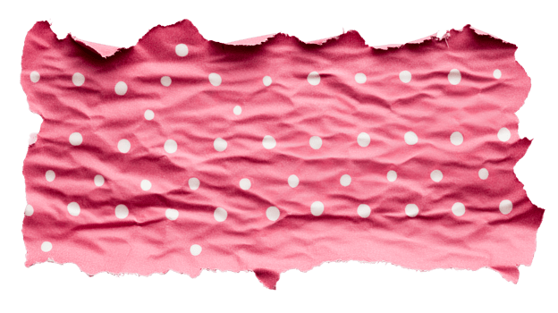 Torn pink polka dot paper, texture and background, damaged, cut out transparent png