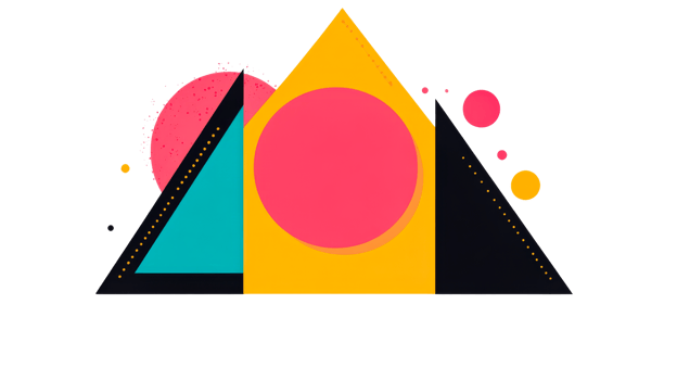 Geometric shapes in vibrant colors abstract backdrop, cut out transparent png