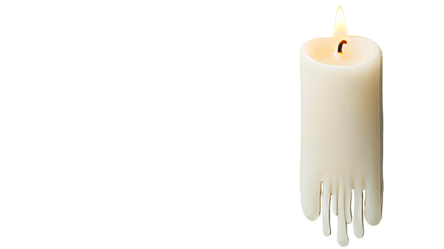 Burning Candle with Wax Dripping Down, cut out transparent png