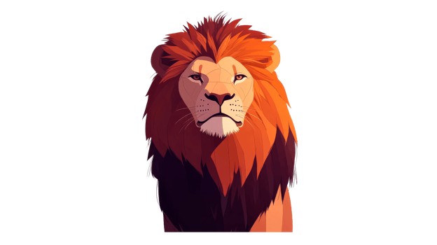 Majestic Lion Portrait with Vivid Mane, Wildlife, cut out transparent png