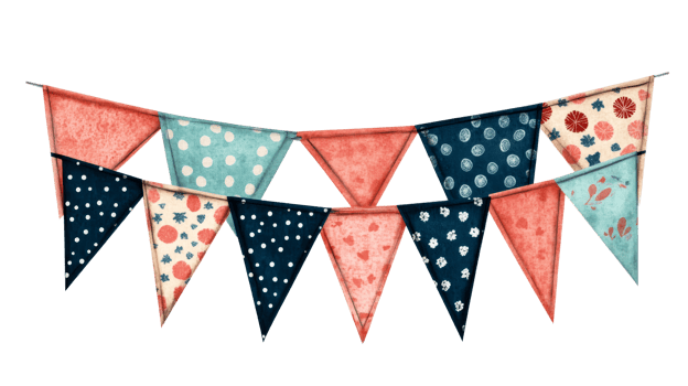 Festive hanging garland, decoration flags, party decor, celebration, cut out transparent png