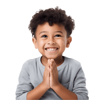 Joyful boy clapping with happiness in bright studio space celebrating life's moments png