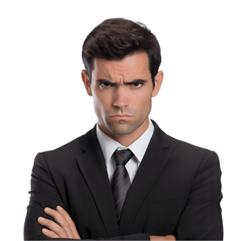 Skeptical businessman analyzing market trends in office environment professional portrait business insights png