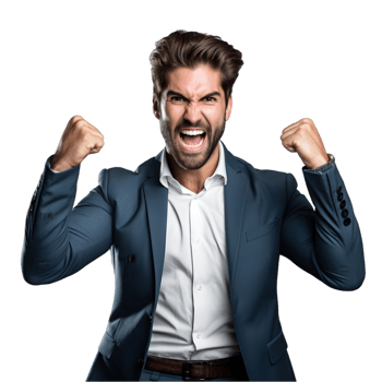 Businessman celebrating victory in corporate success office environment portrait shot professional atmosphere png