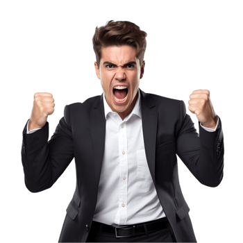 Triumphant businessman celebrating success in office motivational image professional environment empowering perspective png