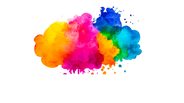Colorful Watercolor Cloud on Black Background, cut out transparent png