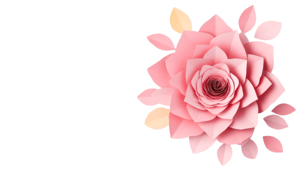 Pink rose, paper flower, romance, decoration, black background, cut out transparent png
