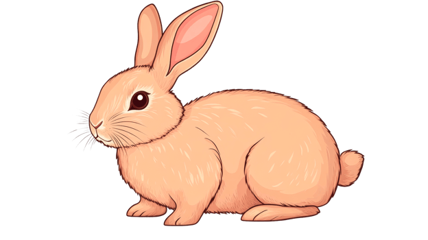 Adorable bunny illustration on a black background, cut out transparent png
