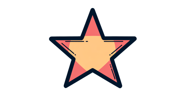 Retro star with dark outline, cut out transparent png