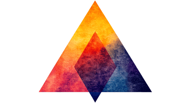 Colorful abstract triangles, graphic geometric shapes, cut out transparent png
