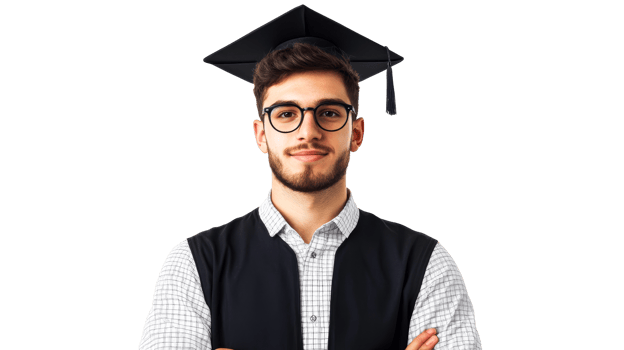 Smiling student with graduation cap, academic achievement, cut out transparent png