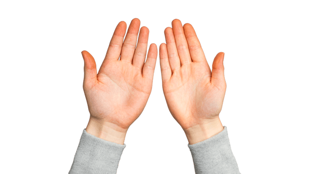 Open hands offering gesture on black background, cut out transparent png