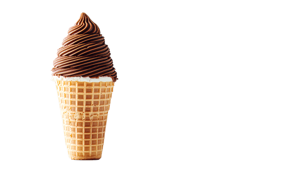 Waffle cone topped with chocolate soft serve ice cream, cut out transparent png