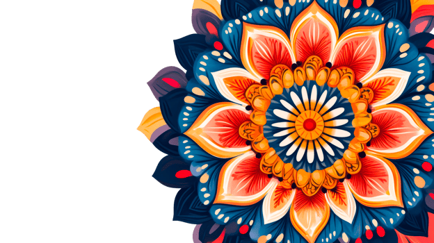 Decorative Mandala with Vibrant Colors, cut out transparent png