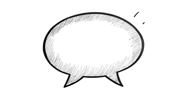 Chalkboard sketch of a speech bubble, talk, discussion, cut out transparent png