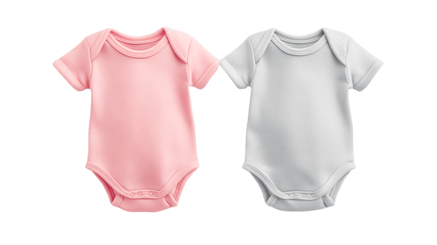 Pink and white bodysuit clothes for a baby, cut out transparent png