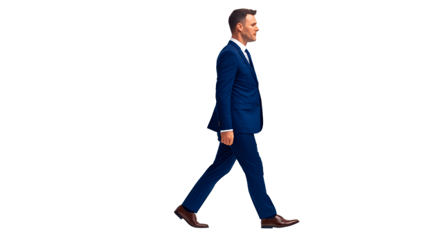 Elegant Businessman Walking, Full Length View, isolated, cut out transparent png