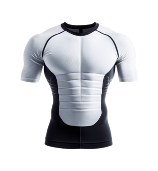 Sport compression shirt with muscular pattern, cut out transparent png