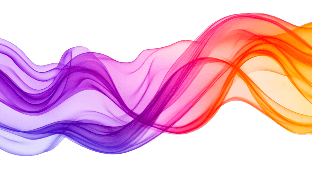 Flowing gradient ribbons, colorful smooth wavy lines, abstract background, cut out transparent png