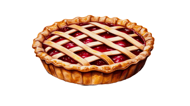 Cherry pie with lattice crust, homemade dessert pastry, cut out transparent png