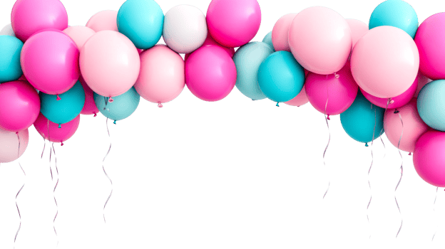 Festive Balloons Arch, Pink, Turquoise, White, Decoration, cut out transparent png