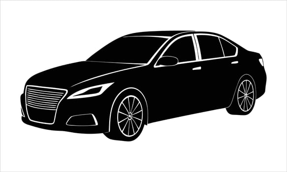 Sleek Black Sports Car Icon Silhouette vector