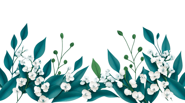 Lily of the valley frame with green leaves, floral ornament, cut out transparent png