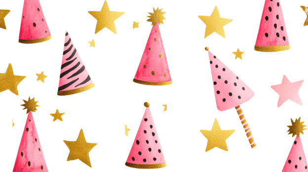 Party hats, stars, celebration, decorative elements, whimsical, festive, cut out transparent png