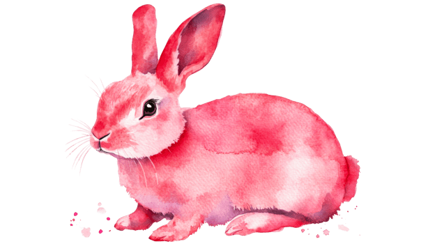 Watercolor bunny, illustration, bright color, animal, adorable, cut out transparent png