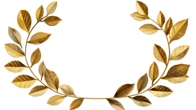 Gold leaf wreath frame on a black background, cut out transparent png