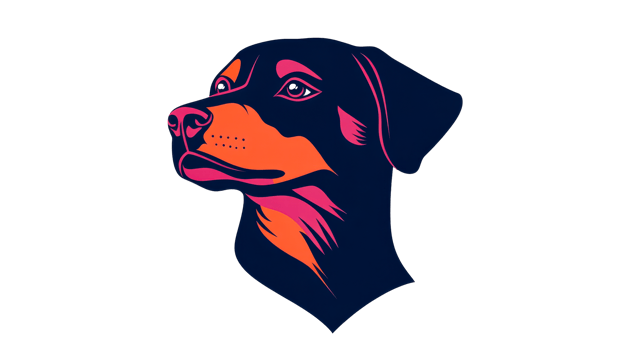 Rottweiler dog head, stylized art, modern design, cut out transparent png