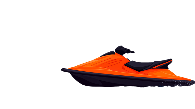 Vivid Jet Ski Illustration on Black Background, cut out transparent png