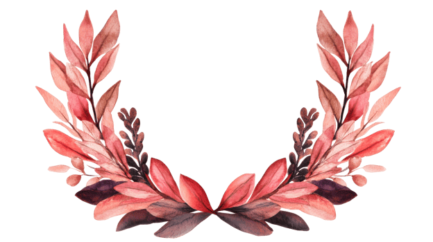 Watercolor leaves in a semi-circle, frame, botanical, wreath, cut out transparent png