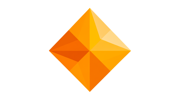 Golden geometric diamond shape, faceted and abstract , cut out transparent png