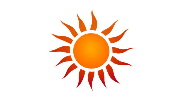 A Sun Icon with Flames on Black Background, cut out transparent png