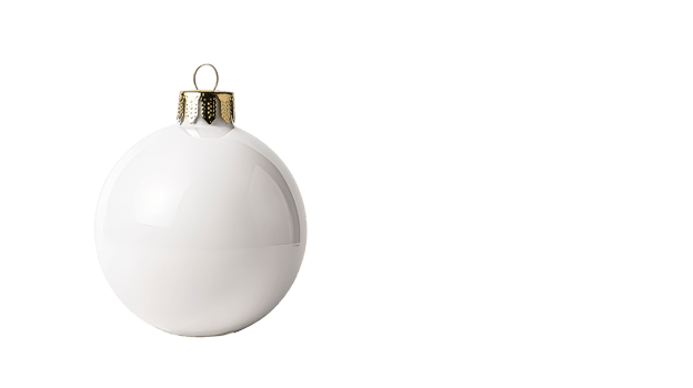 White Christmas ornament on black background, cut out transparent png
