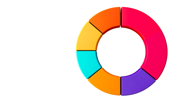 Colorful circular design with segments on transparent background png