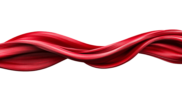 Red flowing fabric design with twists and smooth texture png
