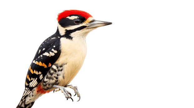 Woodpecker perched with vibrant plumage on a transparent background png