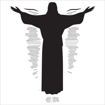 Jesus with Open Hands Silhouette Illustration vector