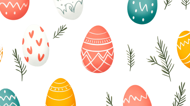 Easter Eggs Pattern Festive Holiday Background, seamless texture, cut out transparent png