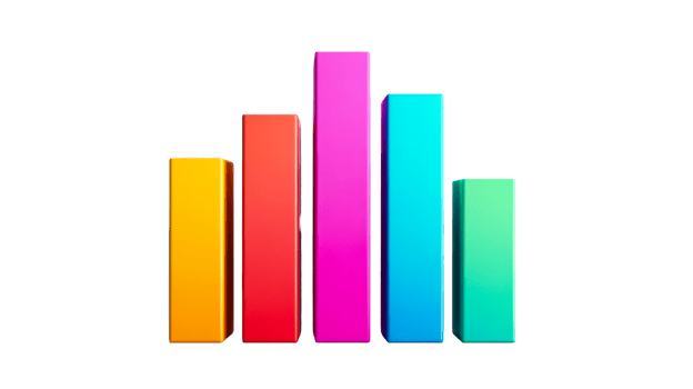 Multicolored bar graph chart, cut out transparent png