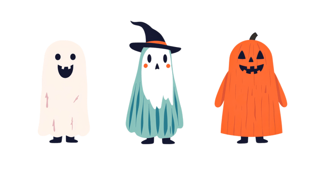 Halloween characters in costumes, transparent , cut out transparent png