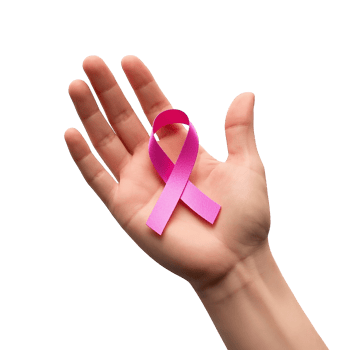 Breast Cancer Awareness Pink Ribbon Held In Hand Isolated On Transparent Background png