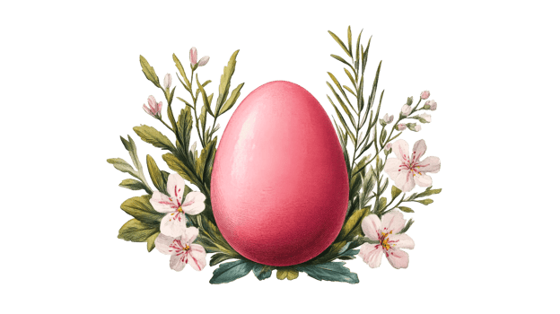 Easter egg pink decoration, floral elements, festive spring, cut out transparent png