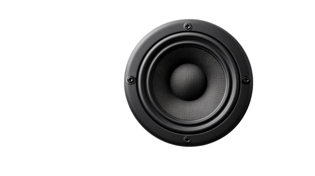 Audio speaker with grill, studio sound system ,cut out transparent png