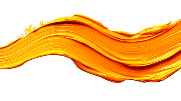 Paint stroke with a rich, golden hue and dynamic texture , cut out transparent png