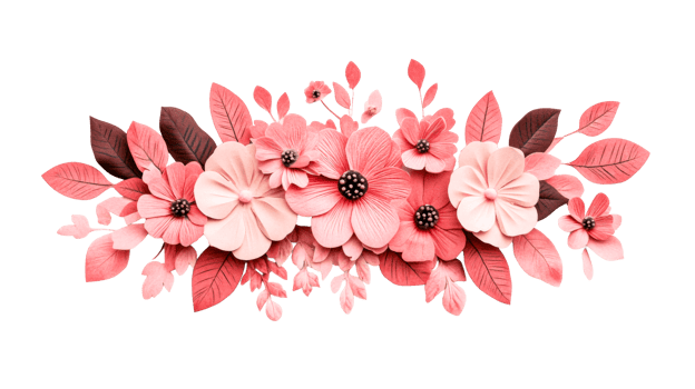 Elegant floral arrangement with paper flowers, cut out transparent png