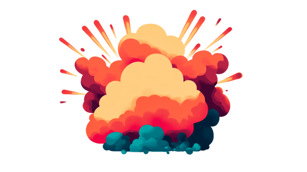 Cartoon explosion, cloud, fire, and burst illustration , cut out transparent png