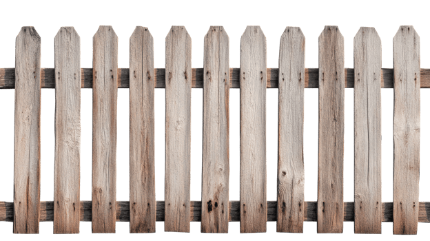 Rustic wooden fence backdrop, old weathered barrier , cut out transparent png